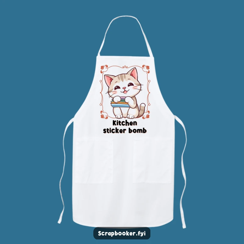 Funny Sticker Cat Apron: Cook Up Some Fun in the Kitchen