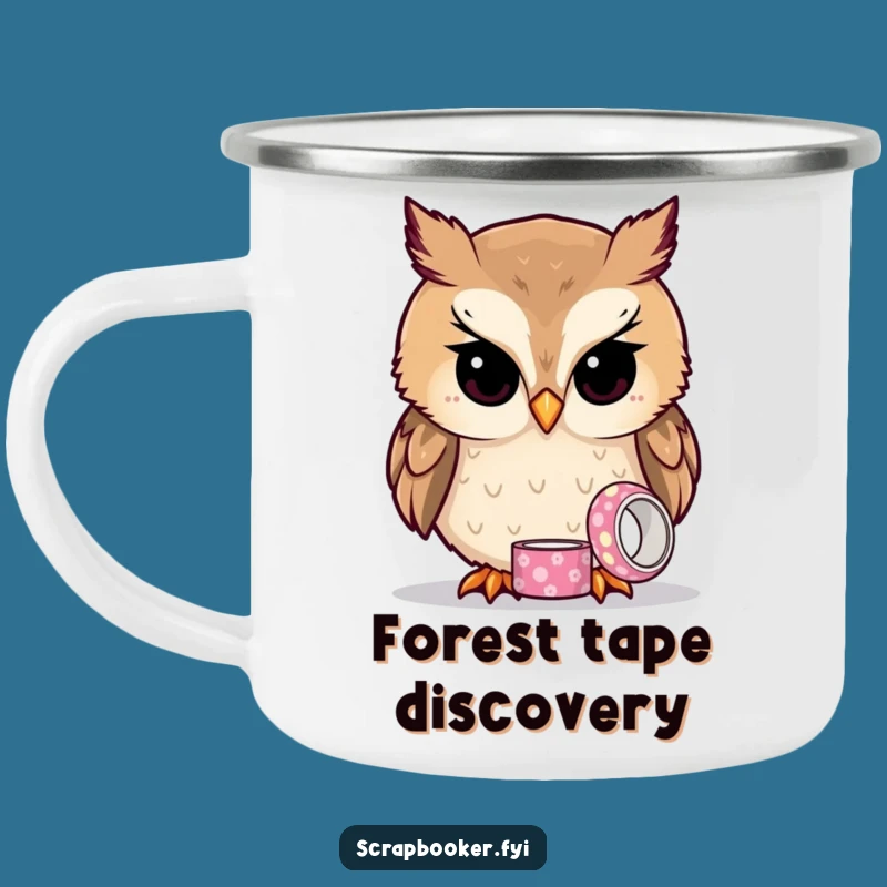 Funny Owl Tape Camping Mug: Wise Brews for Your Outdoor Adventures!
