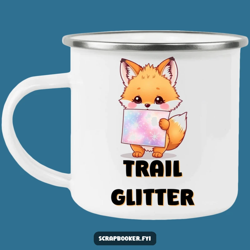 Funny Fox Cub Camping Mug: Sparkly Stickers & Outdoor Joy Gift