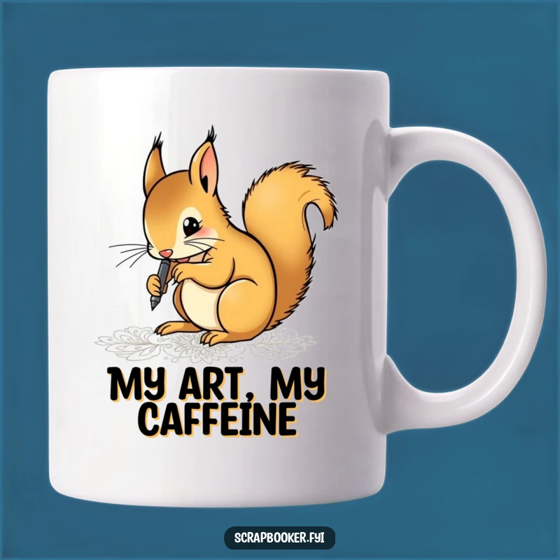 Funny Squirrel Artist Mug: Determined Creature's Pen Art, Perfect Gift for Art Lovers