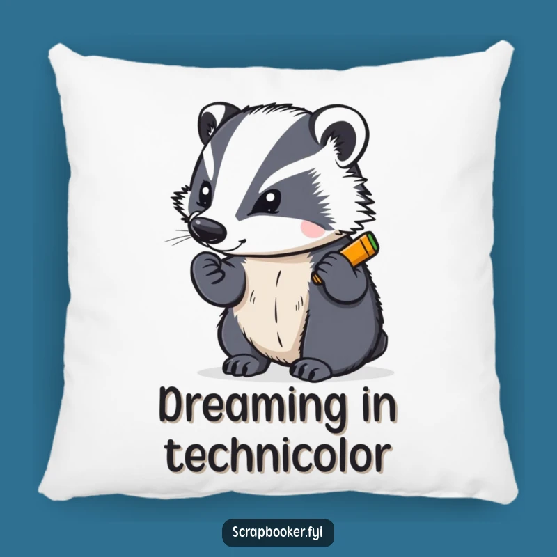 Cute Funny Badger Artist Pillow: Add Artistic Charm to Your Decor
