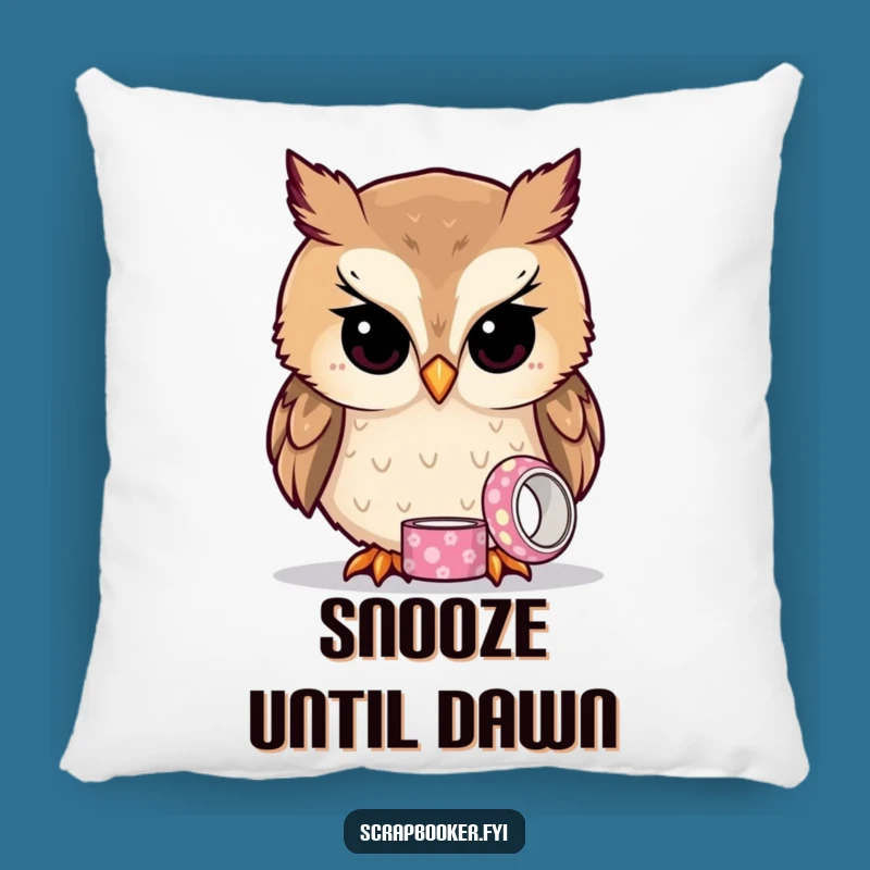 Funny Owl Tape Pillow: Comfy Accent for Your Cozy, Curious Nook!