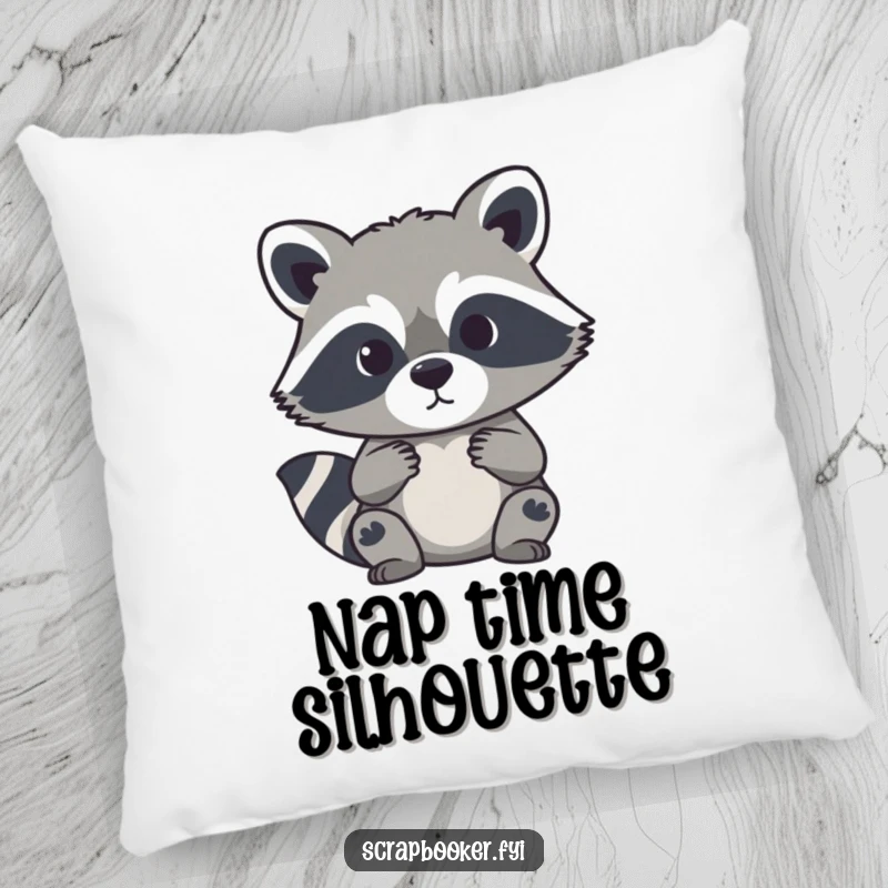 Funny pillow featuring a curious raccoon carefully cutting a paper silhouette, perfect for adding humor to home decor.