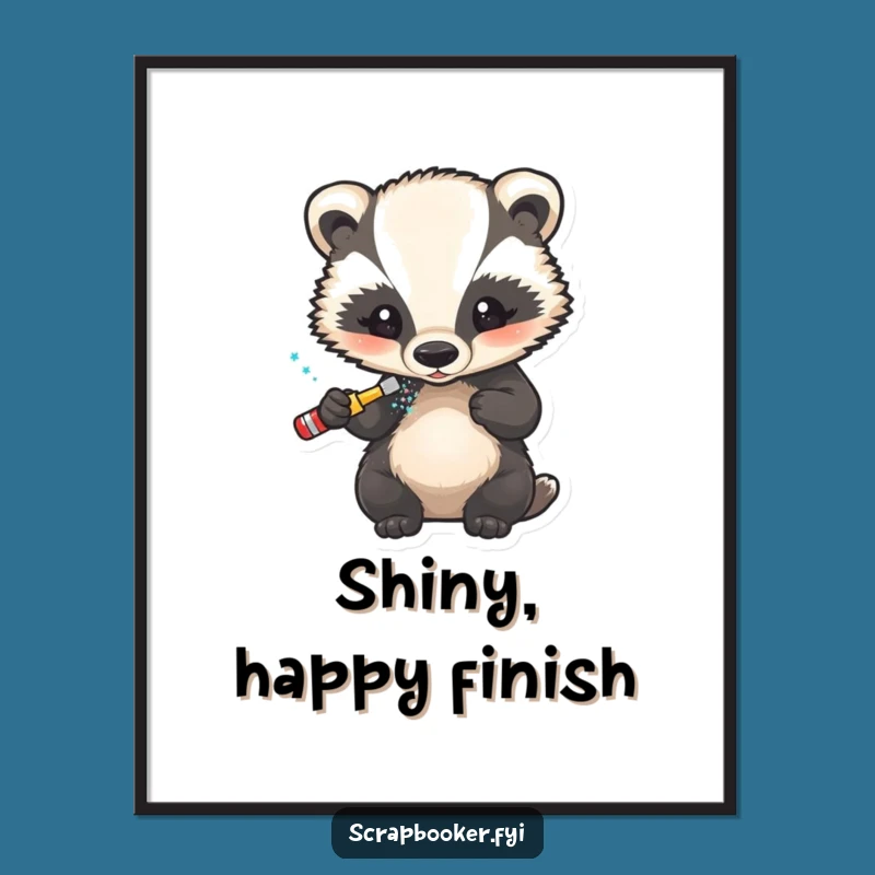 Funny Badger Glitter Artist Digital Print: Instant Download for Sparkly Crafting Art