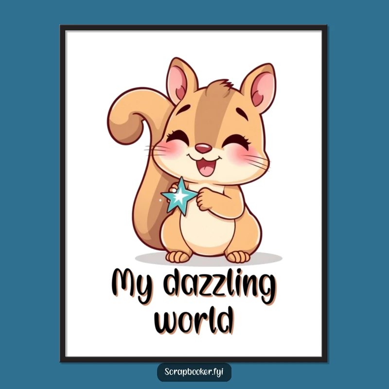 Funny Squirrel Digital Art Print: Sparkly Crafting Gift