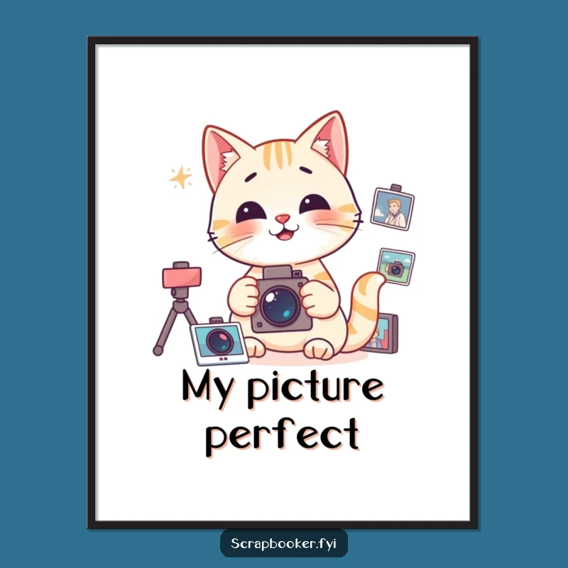 Funny Cat Digital Art Print: Organized Photo Gift