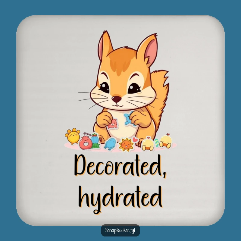 Funny Squirrel Sticker Artist Coaster: Protect Surfaces with Hilarious Crafty Art