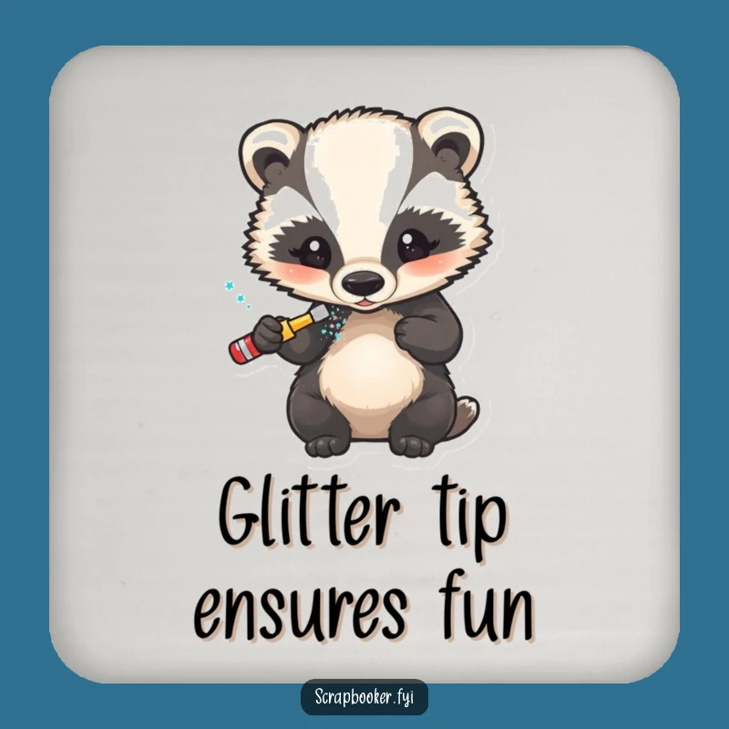 Funny Badger Glitter Artist Coaster: Protect Surfaces with Sparkly Woodland Art