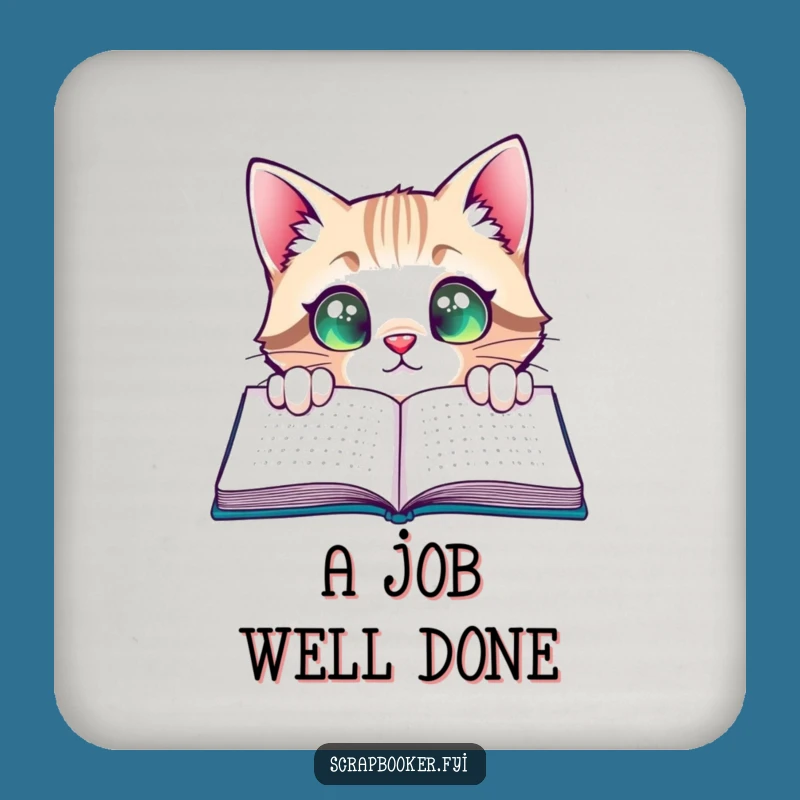 Funny Cat Coaster: Reading Satisfaction - Protect Surfaces with Feline Charm Gift