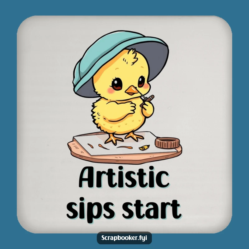 Funny Chick Crafter Coaster - Protect Your Surfaces with Art