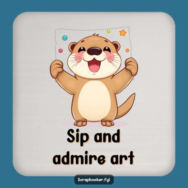 Funny Otter Art Page Coaster: Protect Surfaces with Artistic Flair