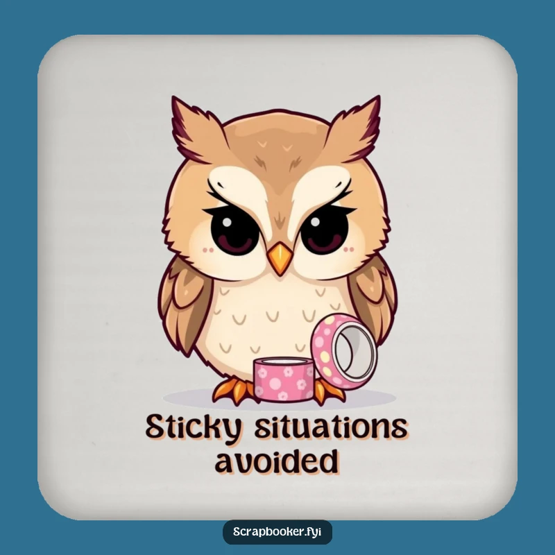 Funny Owl Tape Coaster: Protect Surfaces with Wise & Witty Charm!