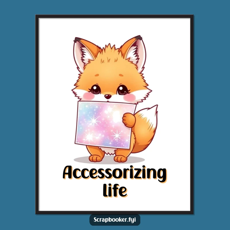 Funny Fox Cub Poster: Sparkly Stickers & Joy, Adorable Wall Art Gift