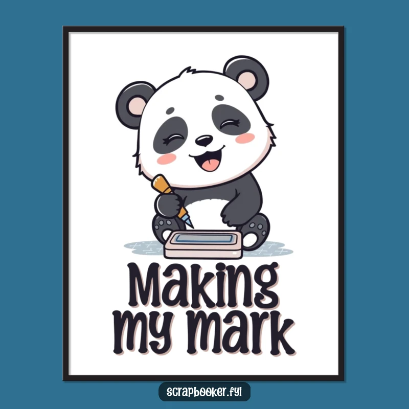 Funny Panda Ink Pad Poster - Giggling Panda Pattern Wall Art, Hilarious Joyful Gift