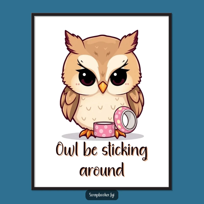Funny Owl Tape Poster: Wise Wall Art for a Curious Mind!