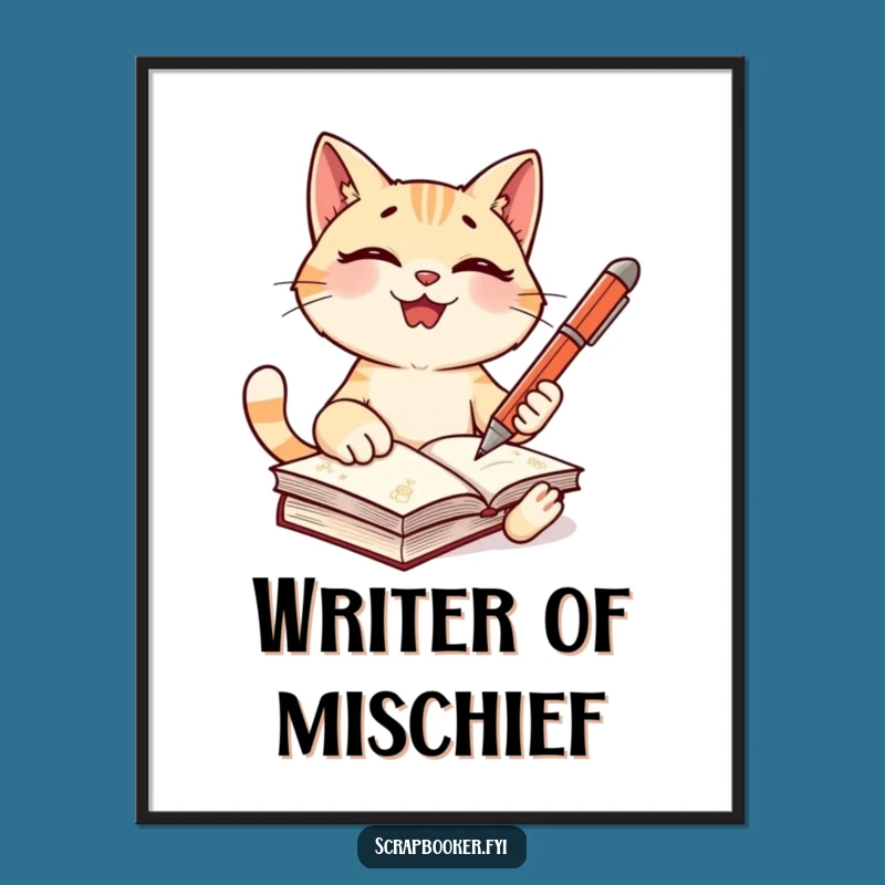 Funny Cat Writer Poster - Inspiring Art for Your Study