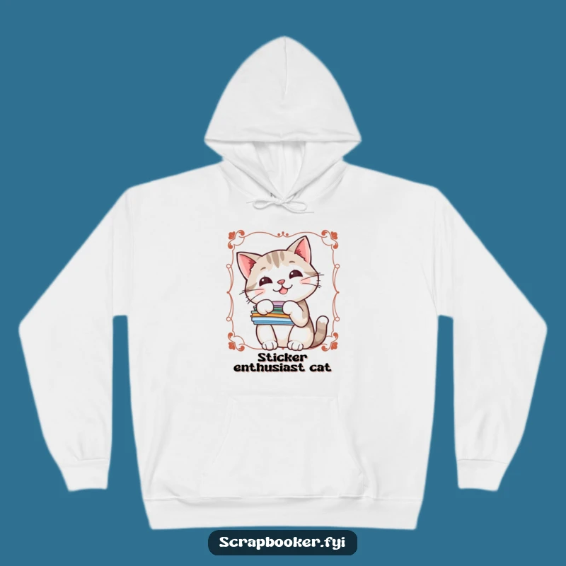 Funny Sticker Cat Hoodie: Cozy Up with Cute & Crafty Vibes