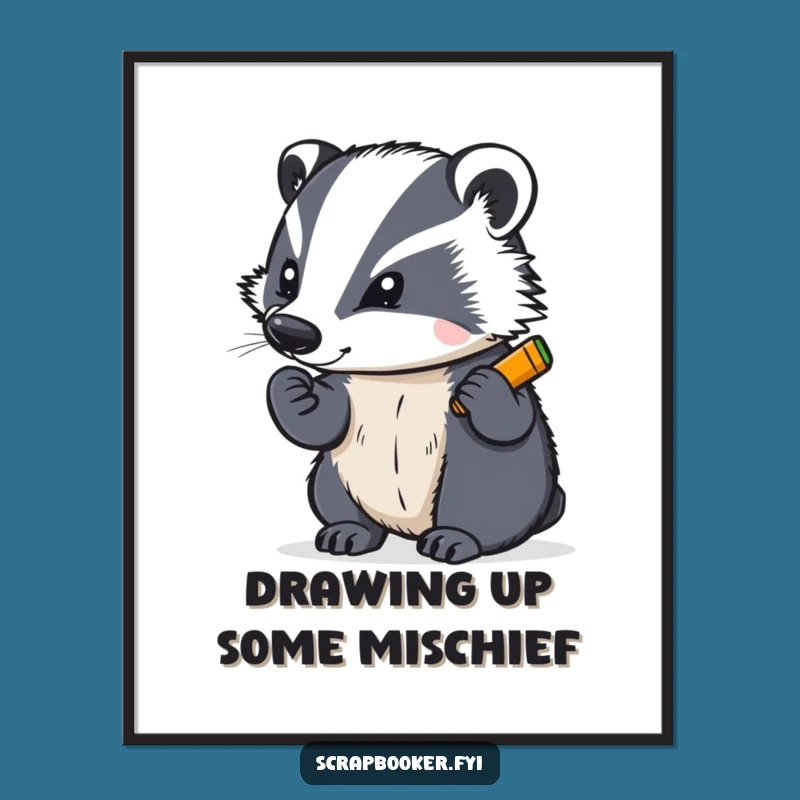 Funny Free Printable Wall Art: Badger's Crayon Masterpiece - Downloadable Art