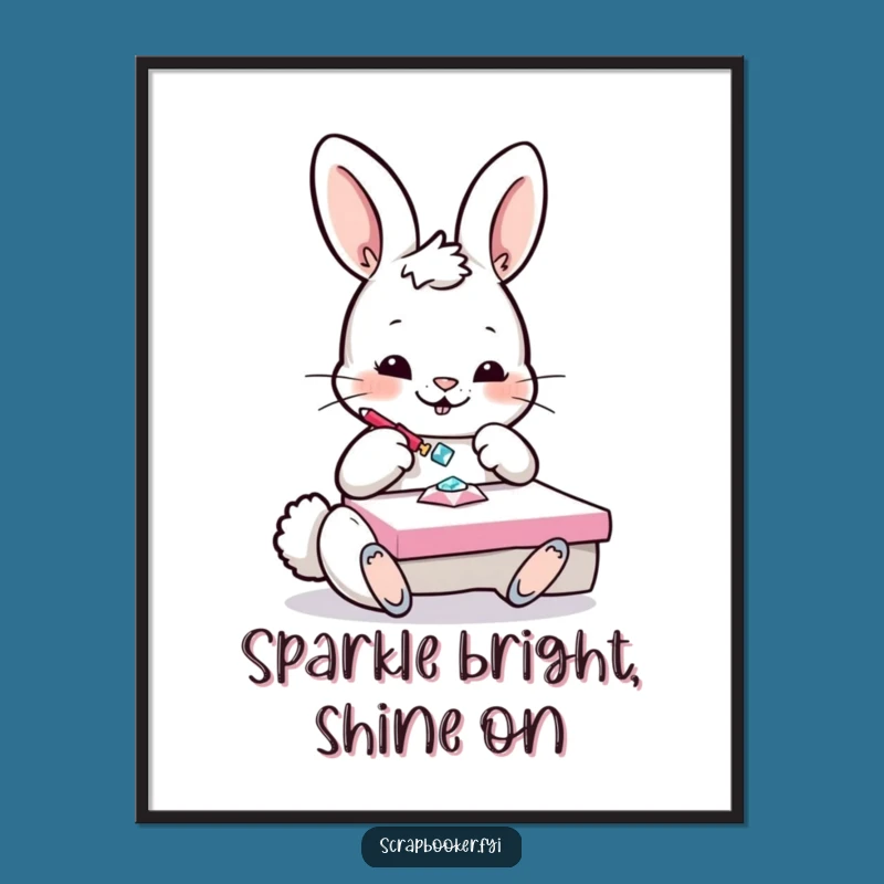 Free Printable Bunny Art: Funny Gem Decorating Scene for a Sparkling Home