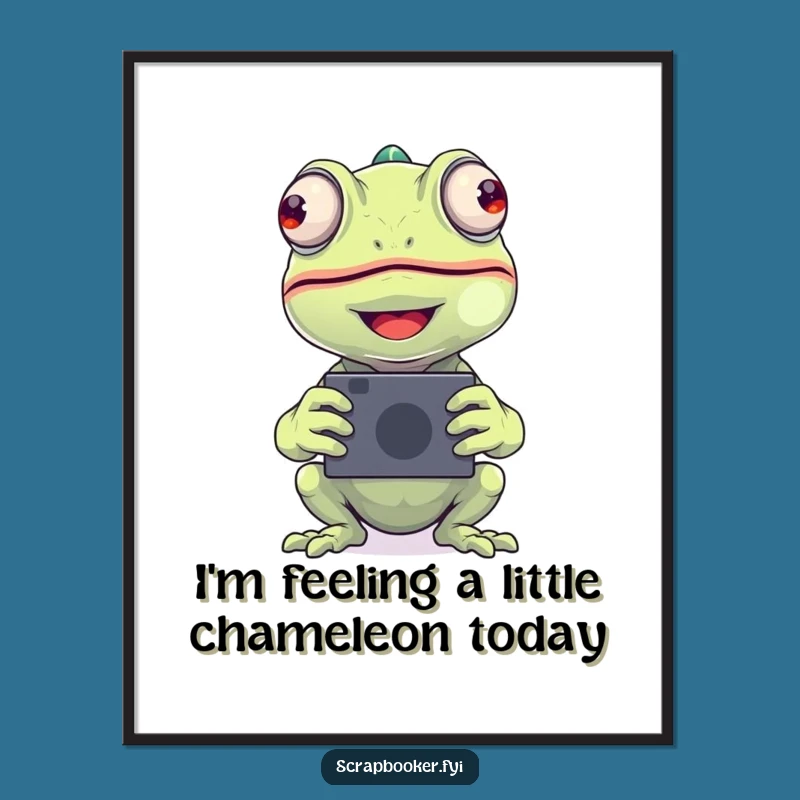 Free Printable Wall Art: Funny Chameleon Photo Decor, Downloadable Quirky Art