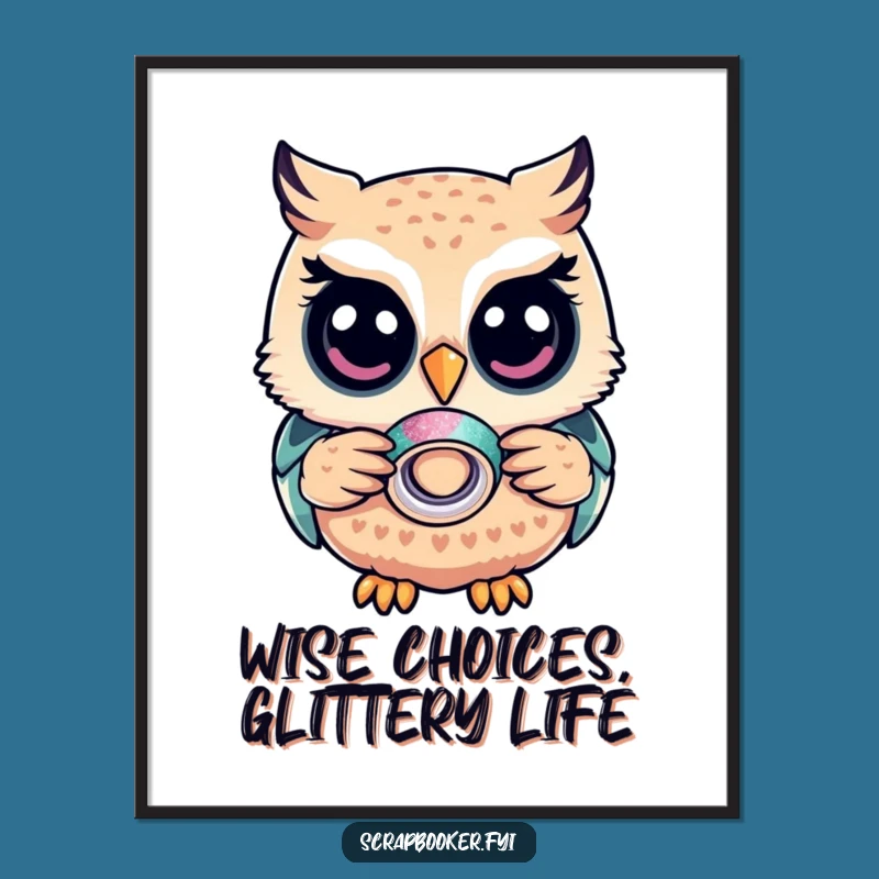 Funny Free Printable Wall Art: Wise Owl with Glitter Tape Decor for Your Room!