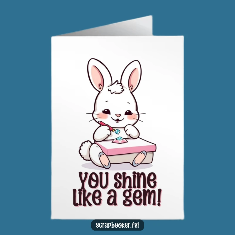 Free Printable Bunny Congrats Card: Funny Gem Project Design for Sparkling Achievements
