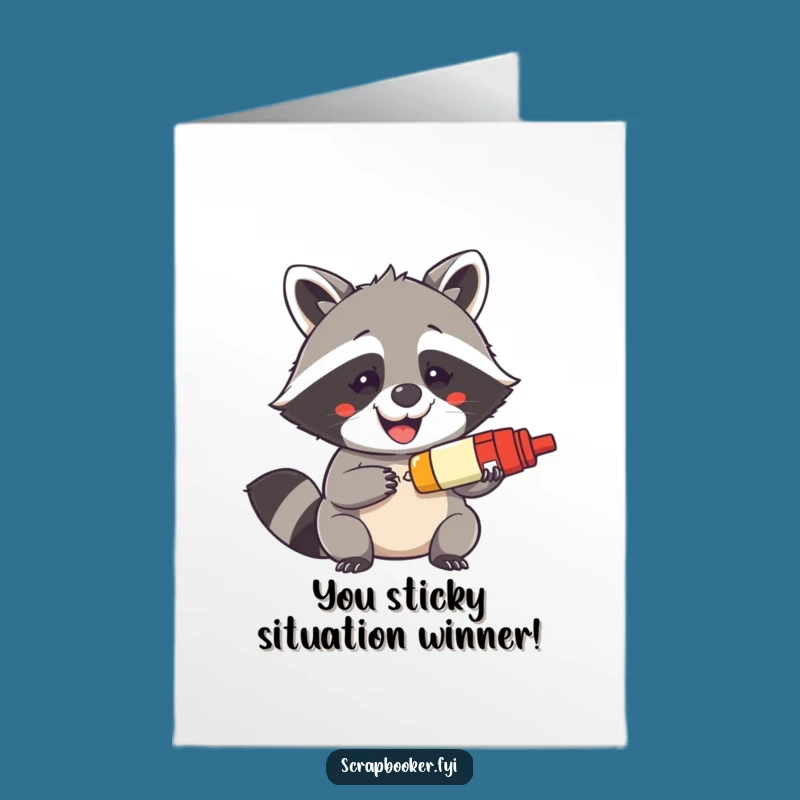 Free Printable Raccoon Congrats Card - Grinning Glue Stick Downloadable Gift