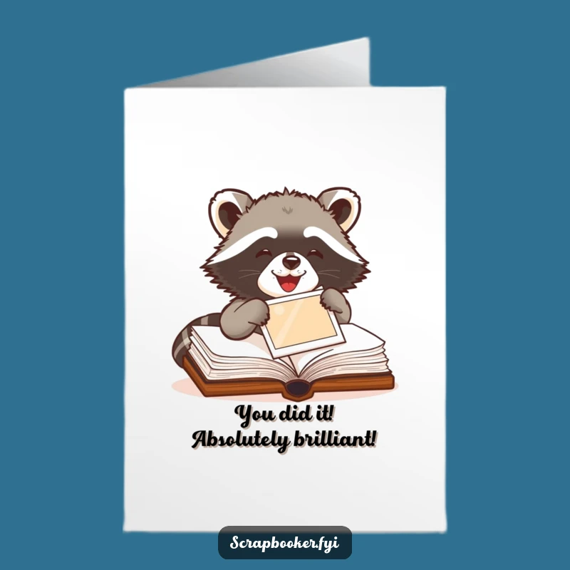 Free Printable Congrats Card: Raccoon Scrapbooking Success, Funny Downloadable Gift