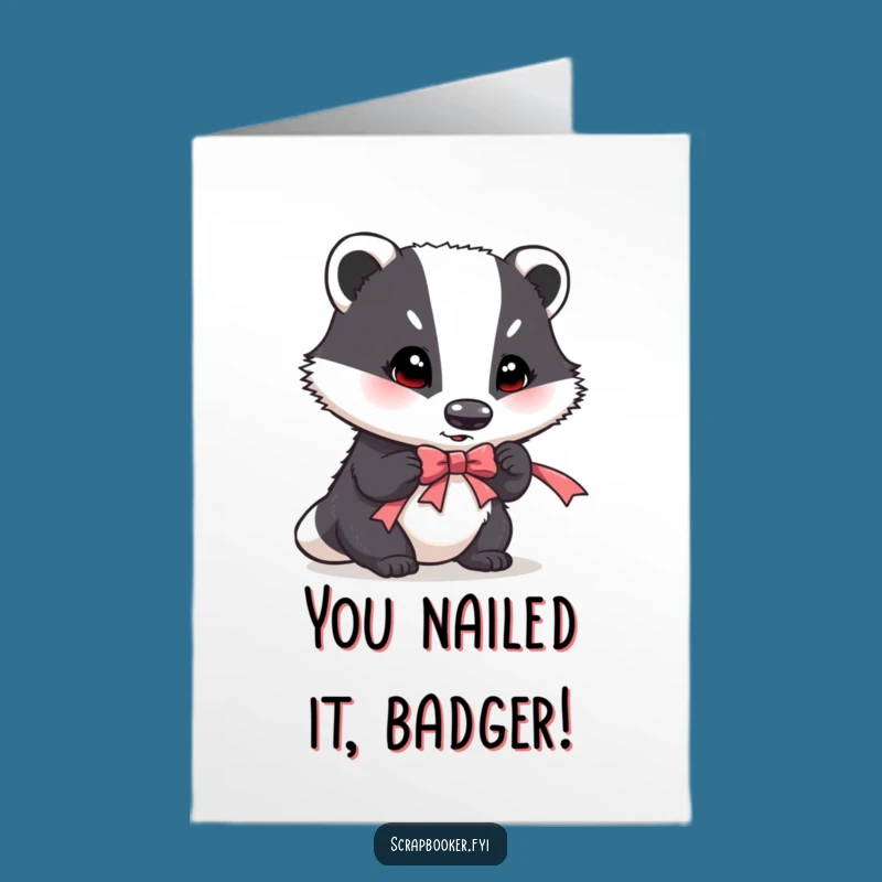 Free Printable Congrats Card: Determined Badger's Funny DIY Achievement Gift