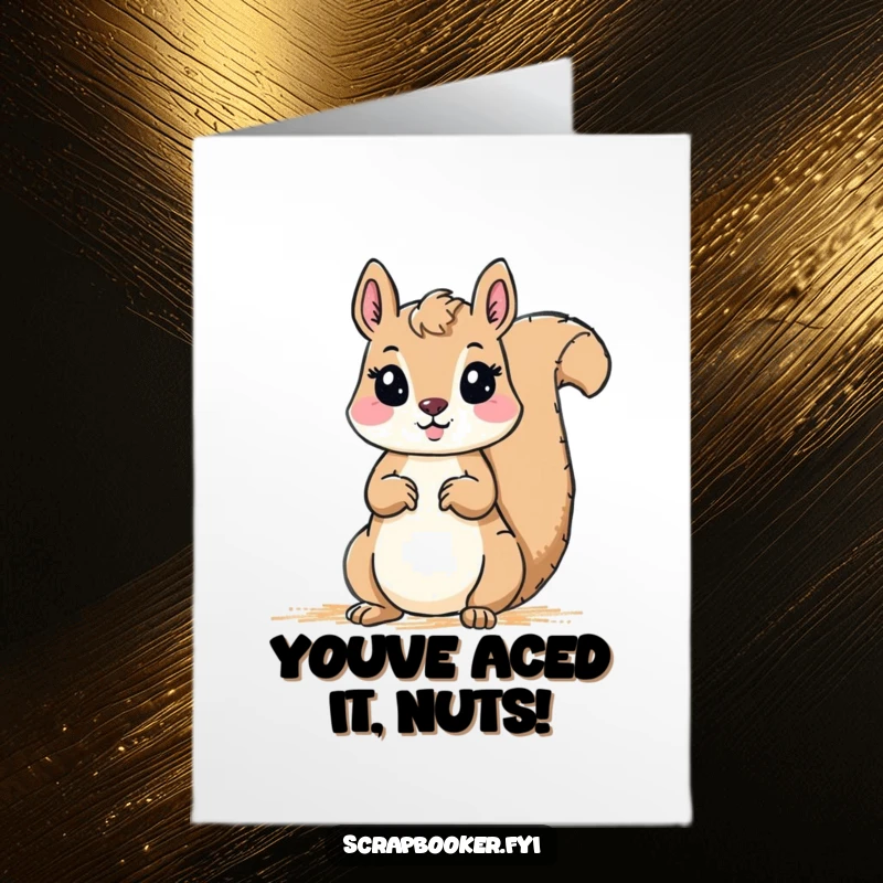 Funny Free Printable Congrats Card: A busy squirrel drawing a vibrant border with a large crayon, marking a joyous occasion with colorful art.