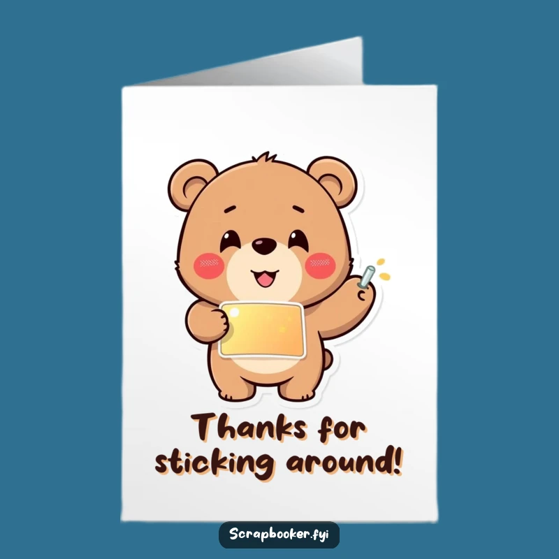 Free Printable Thank You Card: Cheerful Bear's Sticker Gratitude - Downloadable