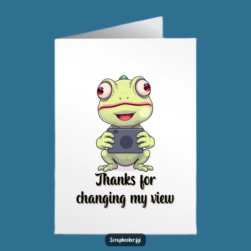 Free Printable Thank You Card: Happy Chameleon's Photo Thanks, Downloadable DIY Appreciation