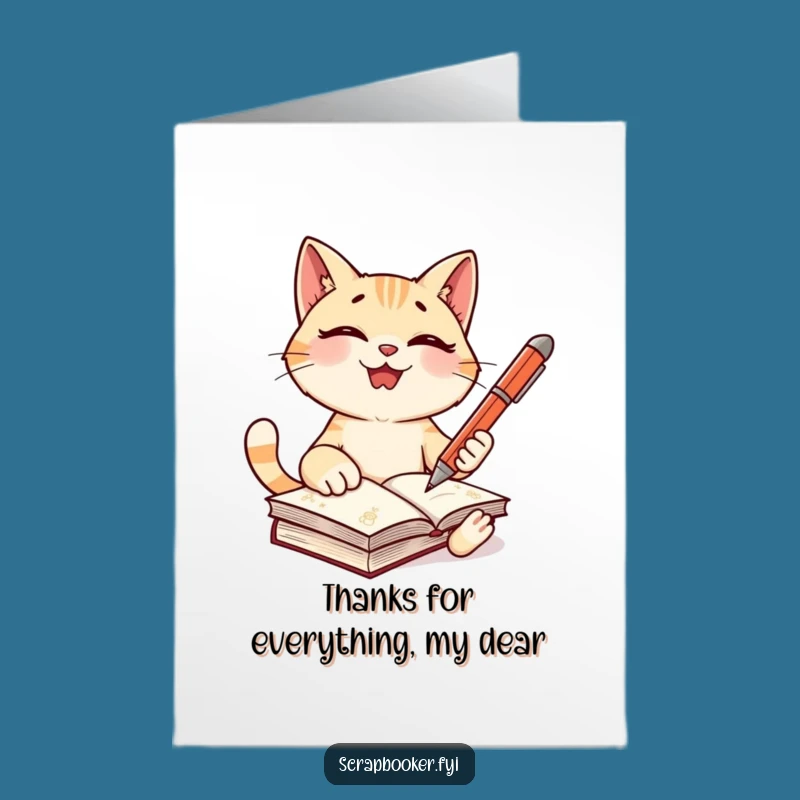 Free Printable Giggling Cat Journal Thank You Card - Cute Downloadable Gift