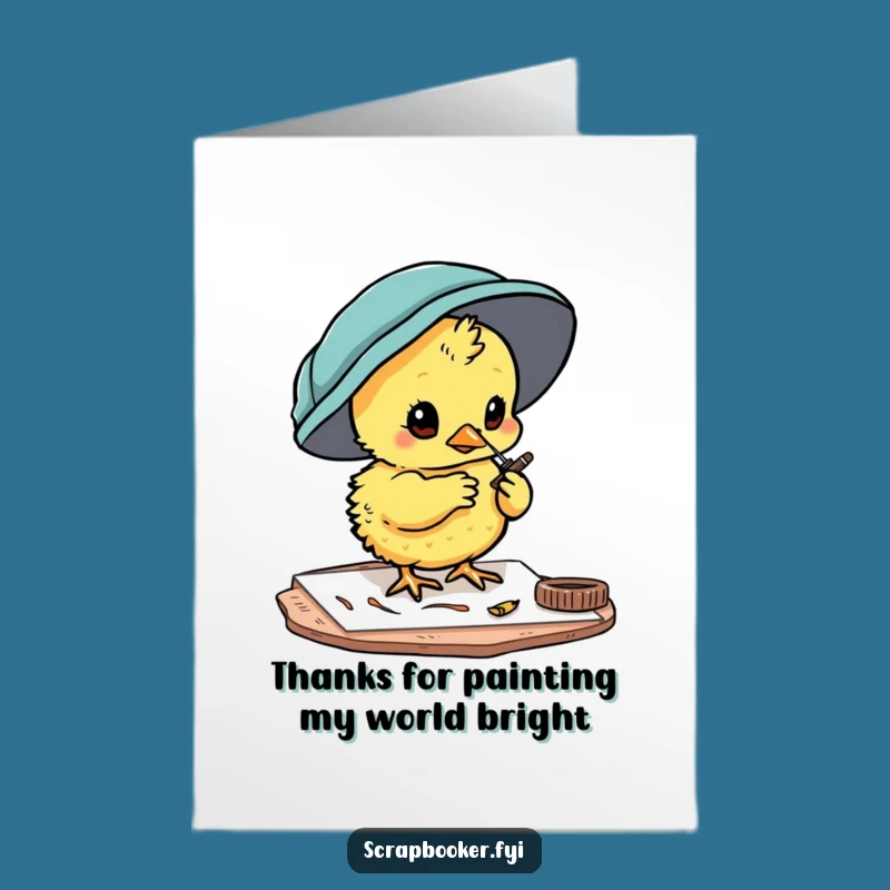 Free Printable Chick Artist Thank You Card - Detailed Downloadable Gift