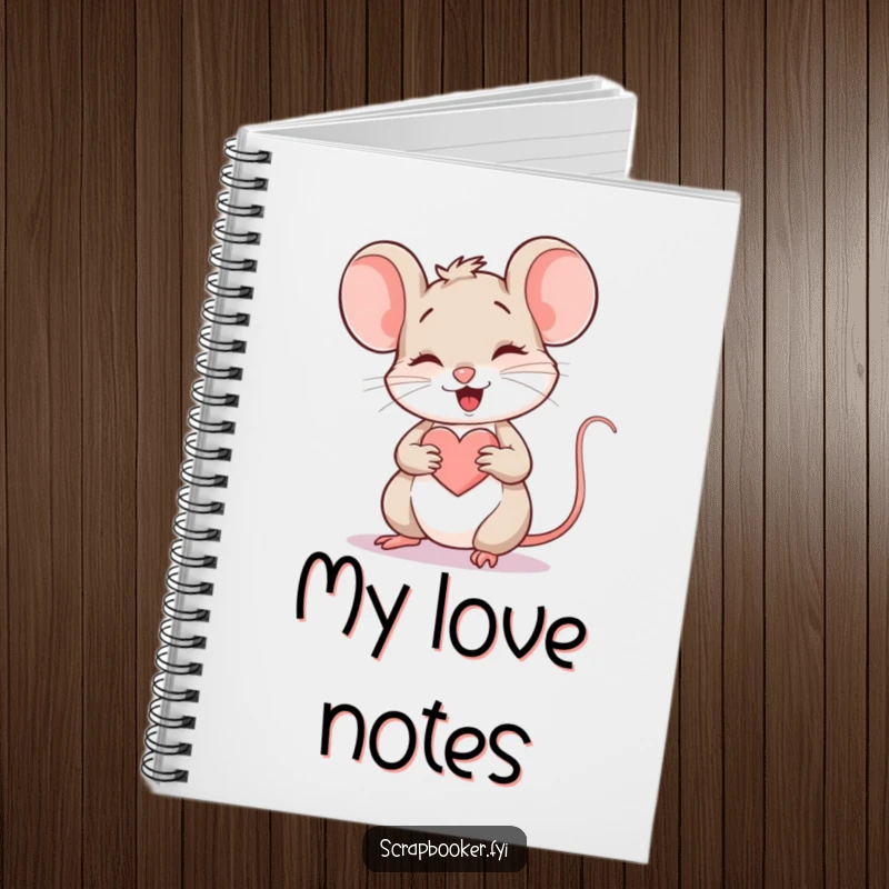 Funny Mouse Notebook: A giggling mouse drawing a heart with a colored pencil, ideal for notes and sketches, a humorous stationery item.