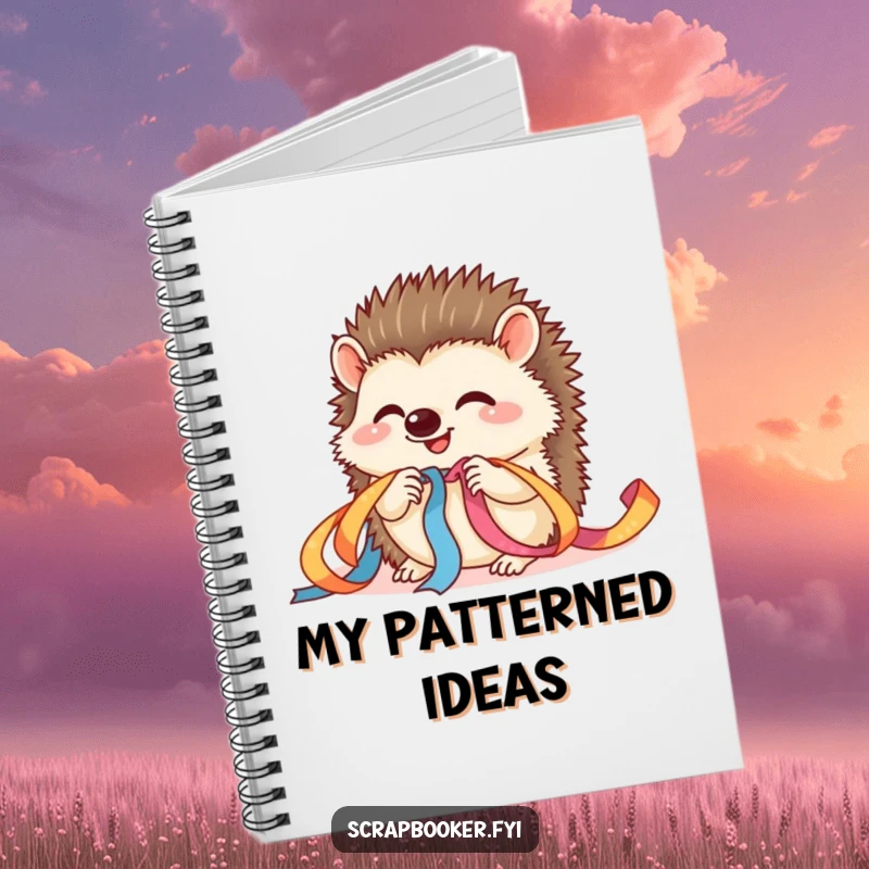 Funny hedgehog craft notebook featuring a giggling hedgehog, perfect for jotting notes and as a funny gift.