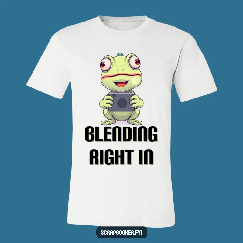 Funny Chameleon Photo T-Shirt A Delightful Gift for Photographers Who Love Humor