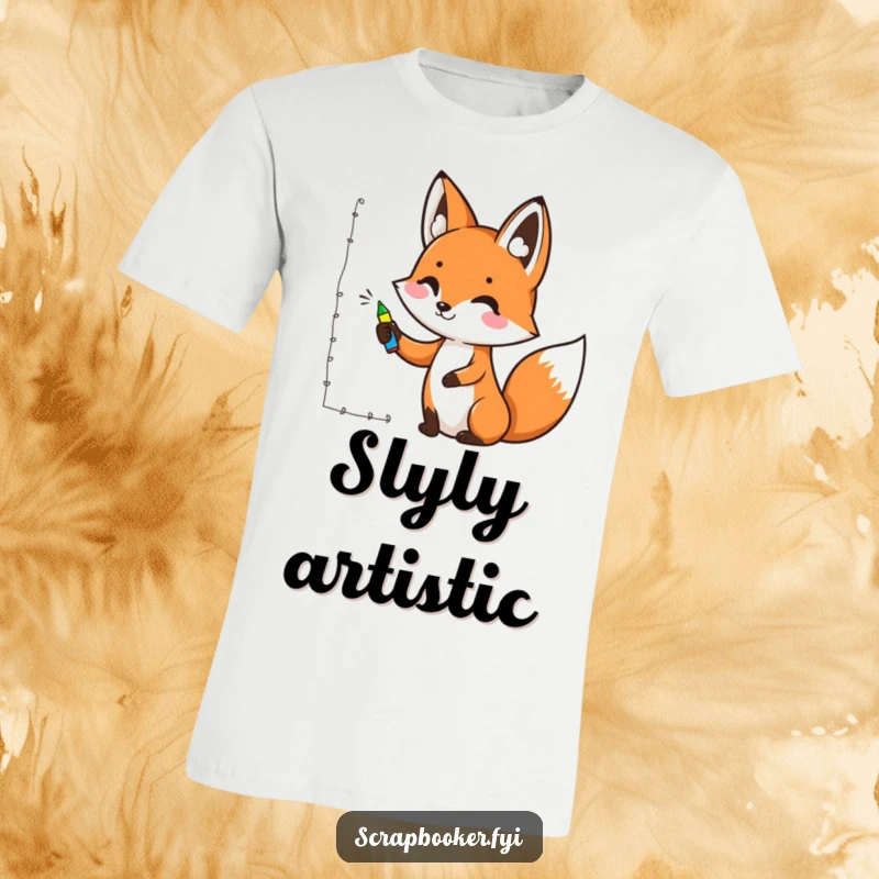 Funny t-shirt with a cheerful fox character drawing a decorative border with a colorful marker, making a bold artistic statement.