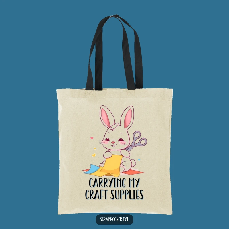 Funny Rabbit Crafting Tote Bag: Carry Your Supplies with Whimsical Style