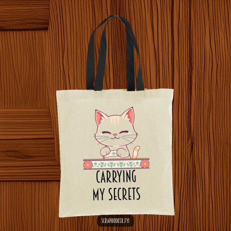 Funny cat tape tote bag featuring a smirking cat peeling tape, ideal for cat lovers and as a funny gift.