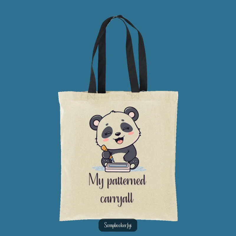 Funny Panda Ink Pad Tote Bag - Giggling Panda Pattern Bag, Ideal Joyful Gift